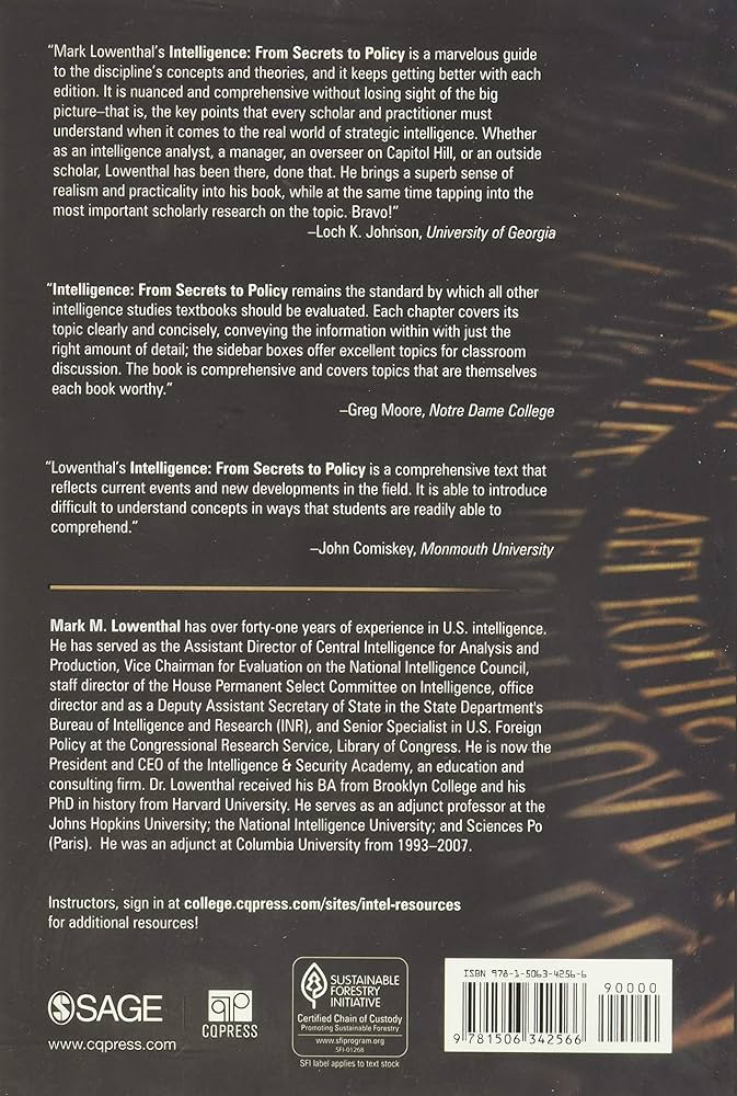 Intelligence: From Secrets to Policy: Lowenthal, Mark M